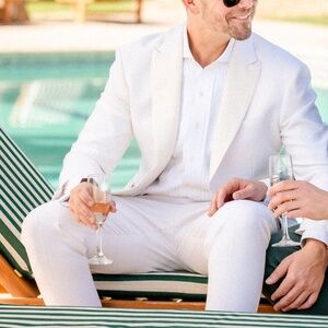 Banana Republic Lanza Italian Tuxedo, 40S Jacket &  35S Pants - Off-White